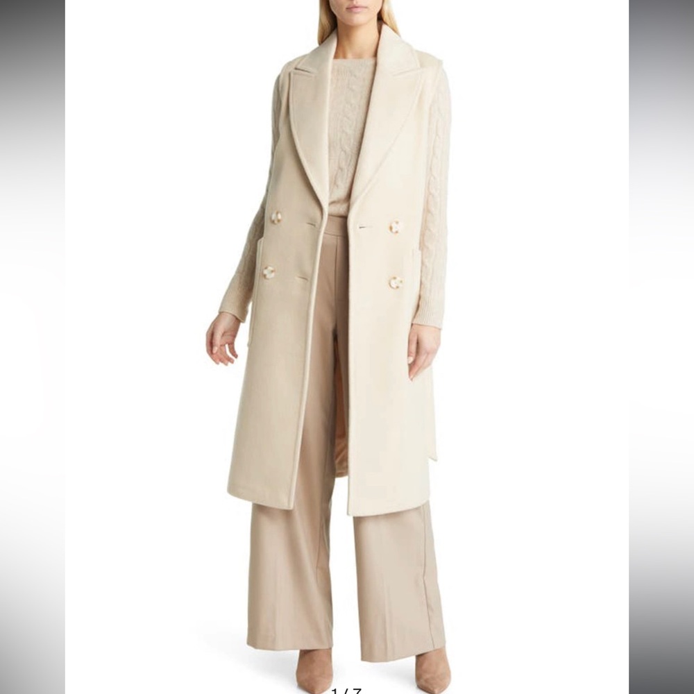 Nordstrom Cream Double-Breasted Coat